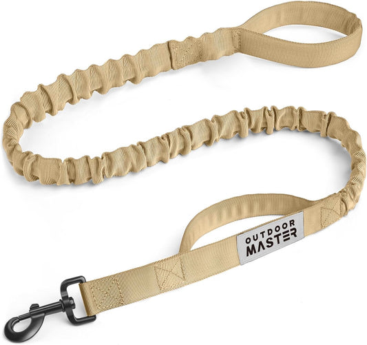Bungee Dog Leash, Heavy Duty Dog Leash with Shock Absorption, 2 Padded Handles Training Leash, Improved Dog Safety and Comfort (Tan, 4 FT)